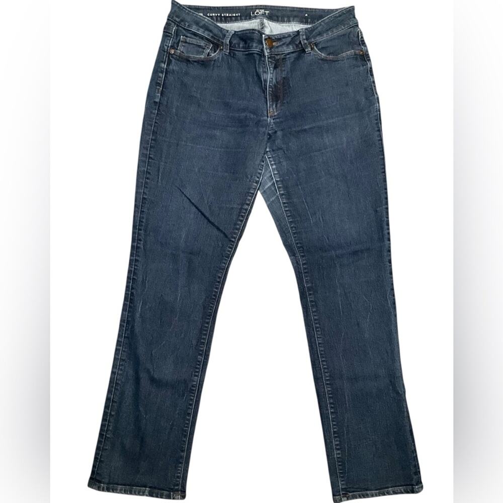 Ann Taylor Loft Women's Jeans Curvy Straight Stretch Blue Size 12 EUC